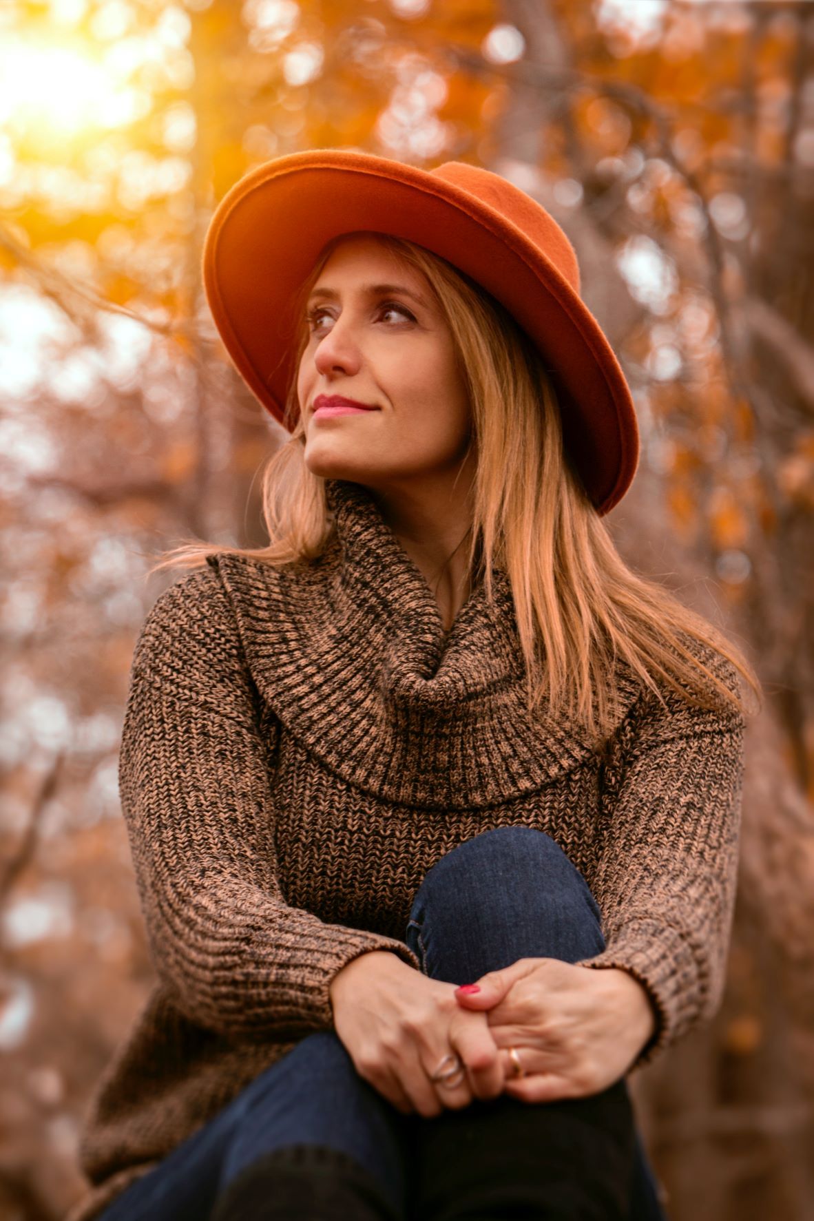 Round Wool Hat- Orange