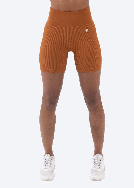 Skelcore: Women's Seamless Brown Ribbed Short