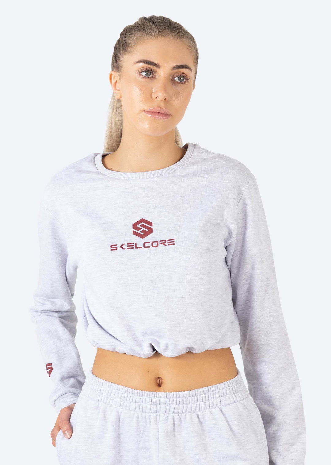 Skelcore: Women's Fleece Long Sleeve Crop Crew Neck