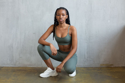Tummy Control Cropped Leggings - Green