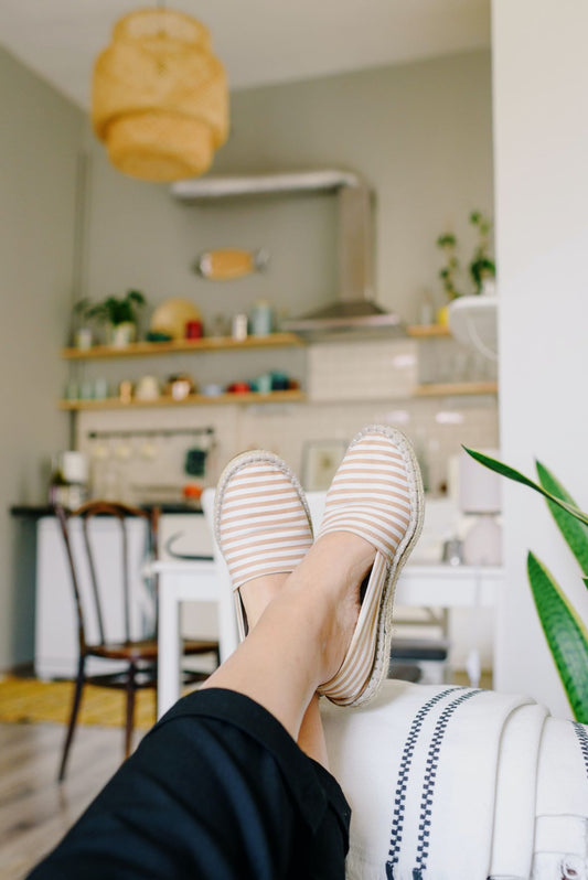 Stripe Espadrille Slip On Flat