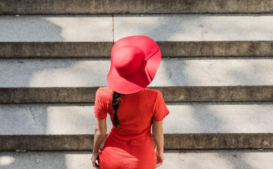 Wide Brimmed Hat - Red