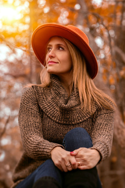 Round Wool Hat- Orange
