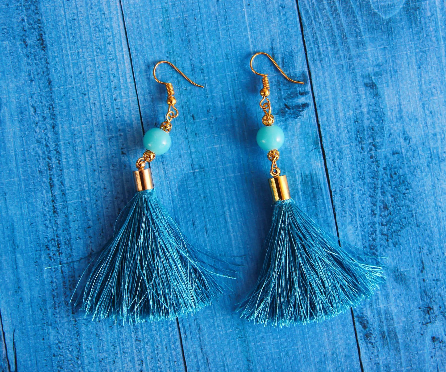 Tassel Earrings - Blue