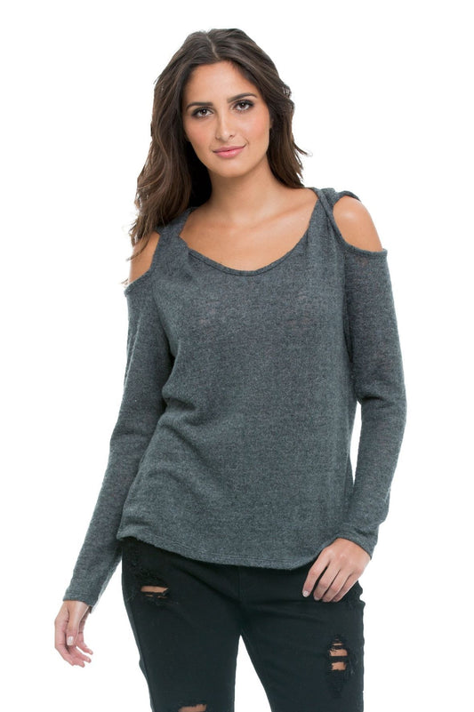 Long Sleeve Cold Shoulder Sweater