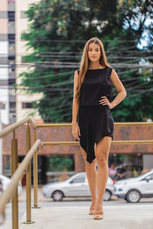 Sleeveless Asymmetric Sheath Dress