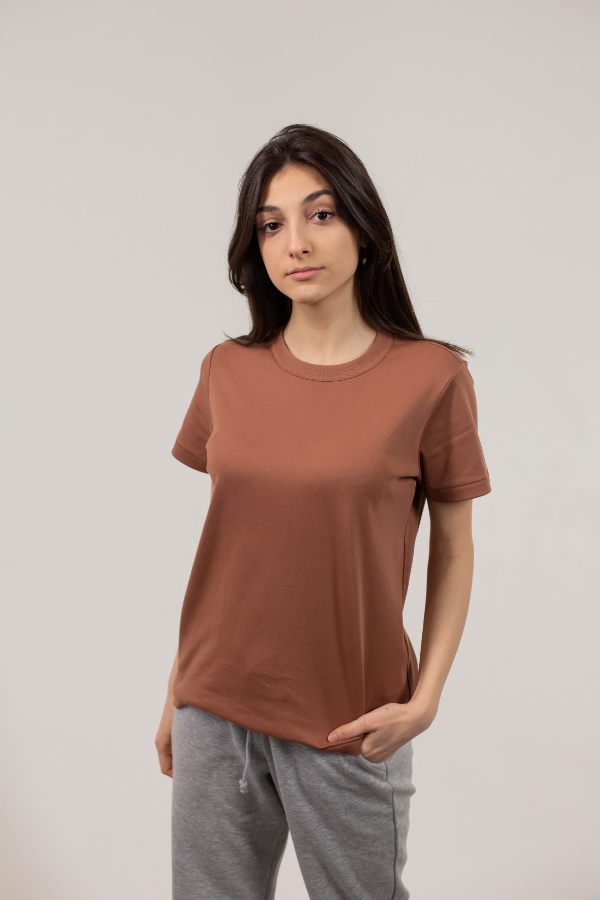 Essential Crewneck Tee - Brown