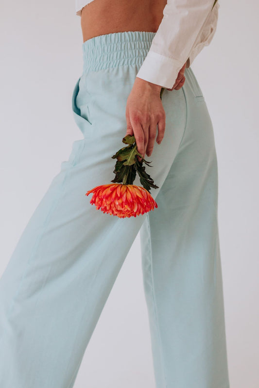 Paperbag Pull-On Pants - Blue