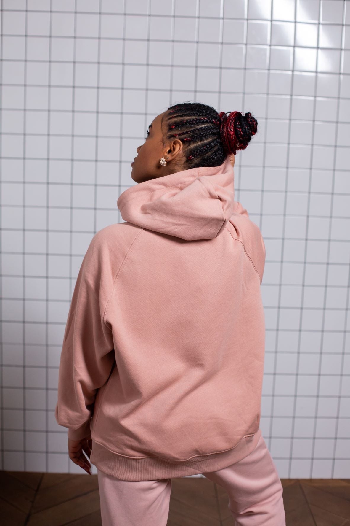 Dusty Rose Long Sleeve Hooded Sweashirt