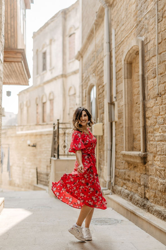 Give It A Spin Dress-Red